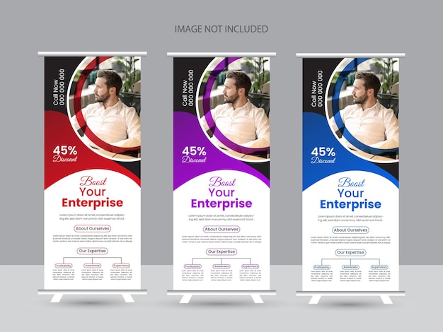 Plantilla de diseño de banner enrollable de negocios profesional moderno