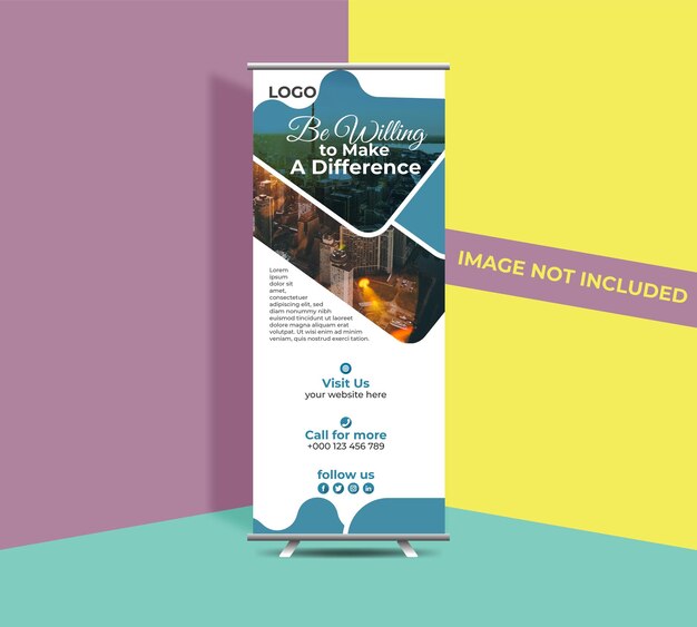 plantilla de diseño de banner enrollable de negocios vectoriales modernos y creativos banner enrollable con colores verdes