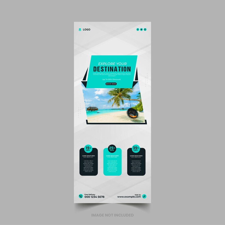 Vector plantilla de diseño de banner enrollable de redes sociales de agencia de viajes
