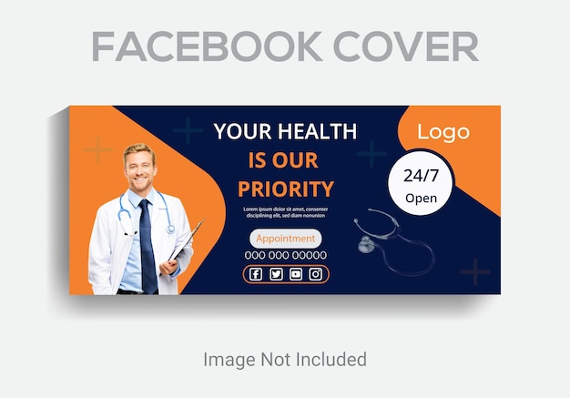 Plantilla de diseño de banner de FacebookDiseño de portada web médica corporativa moderna