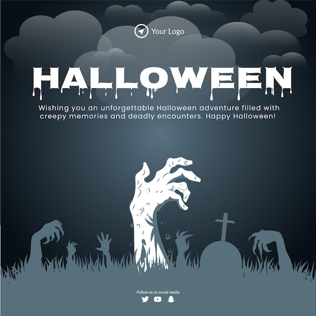 Plantilla de diseño de banner de Feliz Halloween