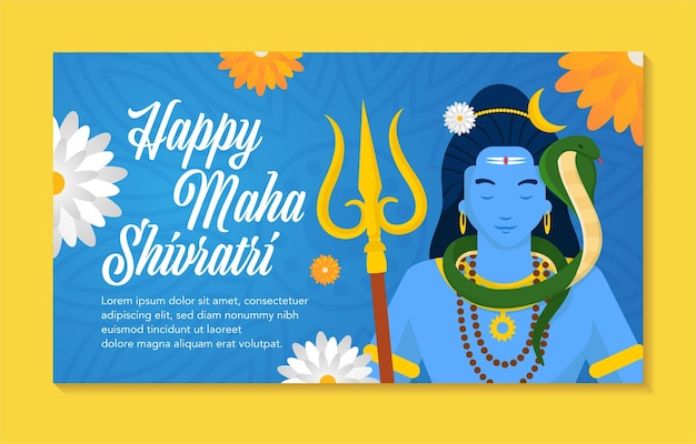 Plantilla de diseño de banner feliz maha shivratri con adorno de lord shiva