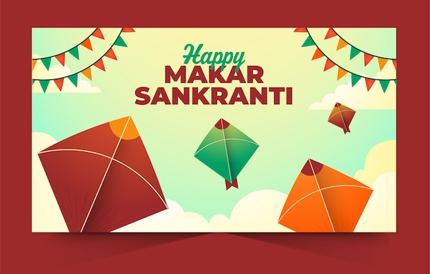 Plantilla de diseño de banner de festival de cometas indio feliz makar sankranti