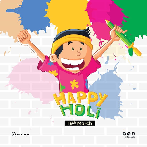 Vector plantilla de diseño de banner de festival indio feliz holi