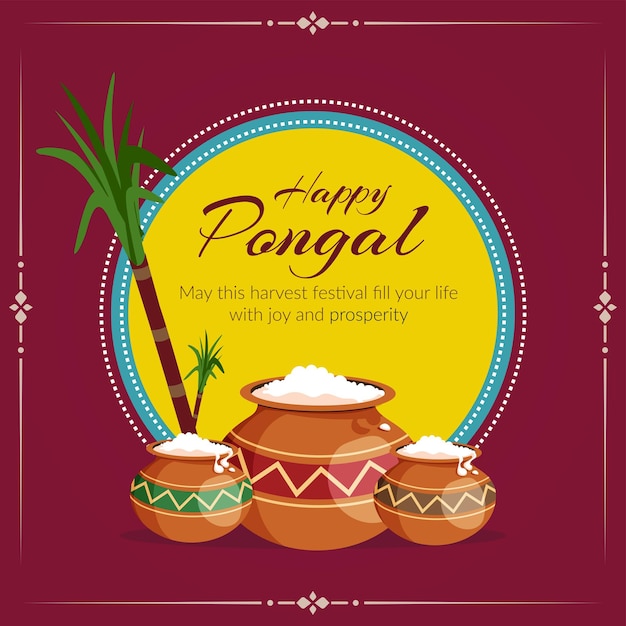 Vector plantilla de diseño de banner de festival indio feliz pongal