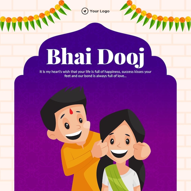 Vector plantilla de diseño de banner del festival indio happy bhai dooj