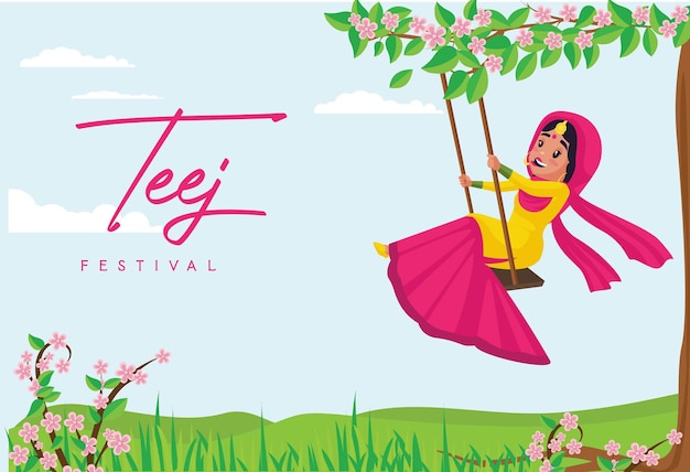 Plantilla de diseño de banner de festival indio haryali teej