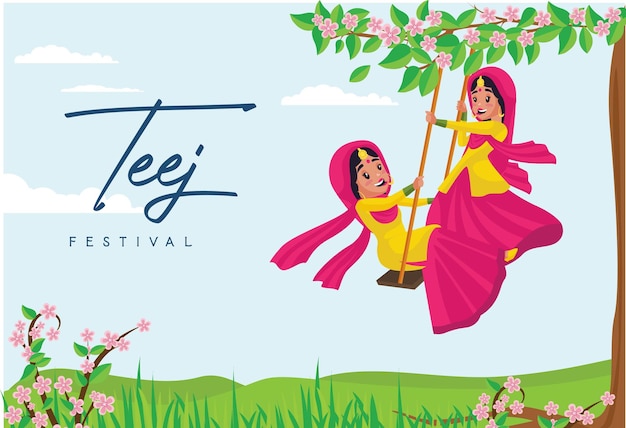 Plantilla de diseño de banner de festival indio teej