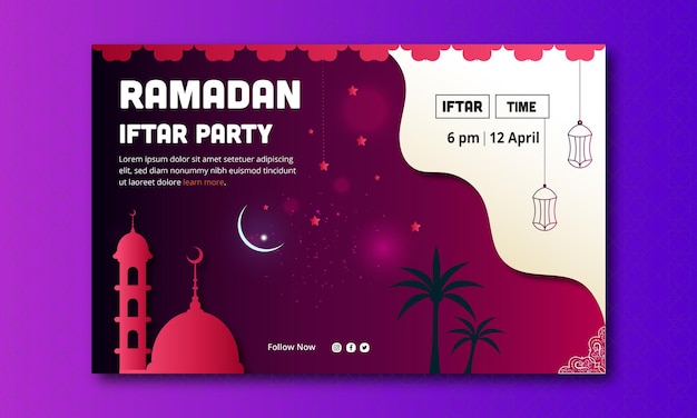 Vector plantilla de diseño de banner de fiesta ramadán iftar