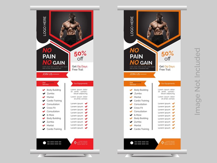 plantilla de diseño de banner de fitness enrollado
