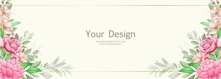 Plantilla de diseño de banner floral de boda