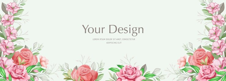 Plantilla de diseño de banner floral de boda