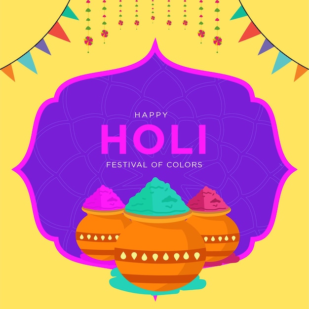 Plantilla de diseño de banner de happy holi festival of colors