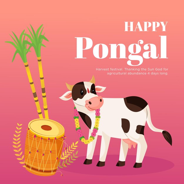 Plantilla de diseño de banner de happy pongal