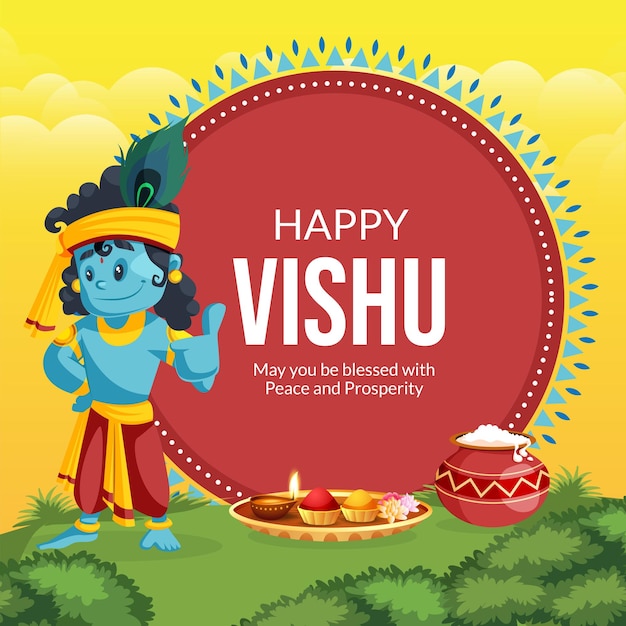 Plantilla de diseño de banner happy vishu festival indio tradicional de kerala