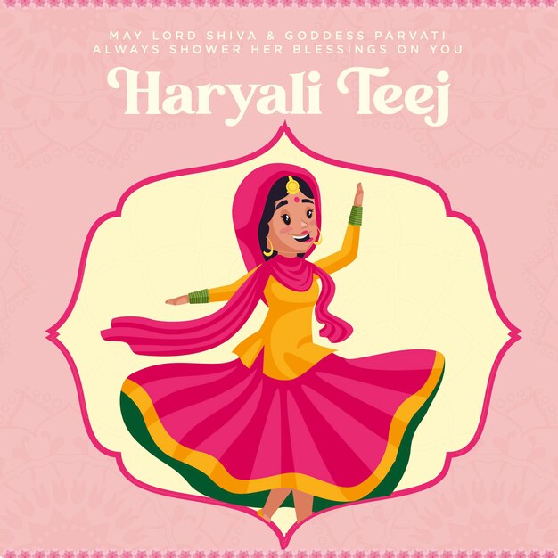 Plantilla de diseño de banner de haryali teej