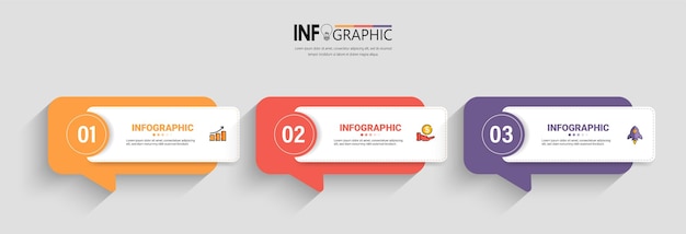 Plantilla de diseño de banner de infografía de tres pasos