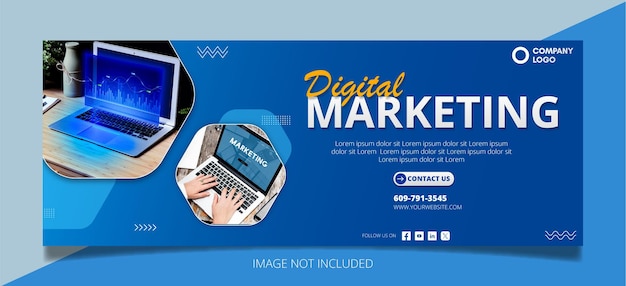 Vector plantilla de diseño de banner de marketing digital gradient blue