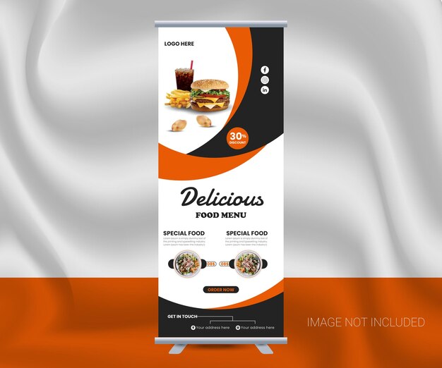 Plantilla de diseño de banner de menú de comida deliciosa