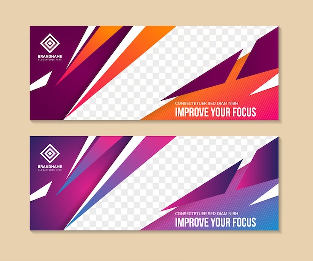 plantilla de diseño de banner moderno abstracto para mejorar su enfoque. diseño horizontal degradado colorido