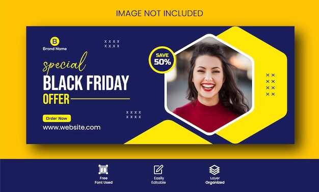 Plantilla de diseño de banner de oferta de súper venta de Black Friday para publicación en redes sociales Fondo abstracto