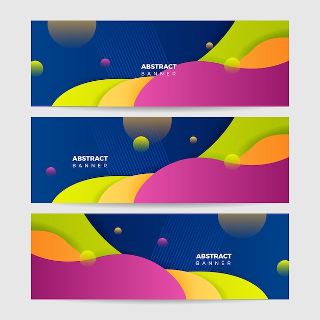 Plantilla de diseño de banner de polígono abstractamente colorido Banner web tecnológico colorido con formas geométricas telón de fondo y colores de gradiente Diseño gráfico vectorial patrón de presentación de banner fondo