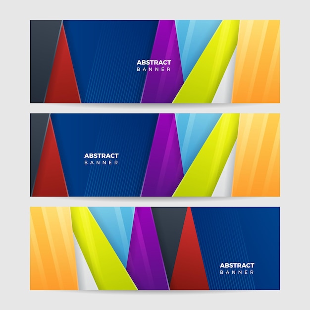 Plantilla de diseño de banner de polígono abstractamente colorido Banner web tecnológico colorido con formas geométricas telón de fondo y colores de gradiente Diseño gráfico vectorial patrón de presentación de banner fondo