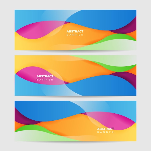 Plantilla de diseño de banner de polígono abstractamente colorido Banner web tecnológico colorido con formas geométricas telón de fondo y colores de gradiente Diseño gráfico vectorial patrón de presentación de banner fondo