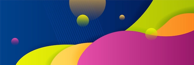Plantilla de diseño de banner de polígono abstractamente colorido Banner web tecnológico colorido con formas geométricas telón de fondo y colores de gradiente Diseño gráfico vectorial patrón de presentación de banner fondo