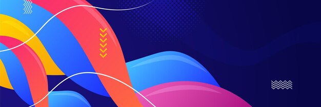 Plantilla de diseño de banner de polígono abstractamente colorido Banner web tecnológico colorido con formas geométricas telón de fondo y colores de gradiente Diseño gráfico vectorial patrón de presentación de banner fondo