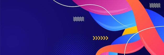 Plantilla de diseño de banner de polígono abstractamente colorido Banner web tecnológico colorido con formas geométricas telón de fondo y colores de gradiente Diseño gráfico vectorial patrón de presentación de banner fondo