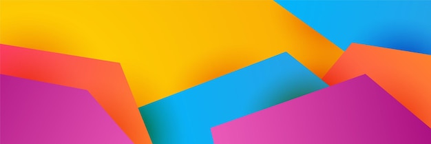 Plantilla de diseño de banner de polígono abstractamente colorido Banner web tecnológico colorido con formas geométricas telón de fondo y colores de gradiente Diseño gráfico vectorial patrón de presentación de banner fondo