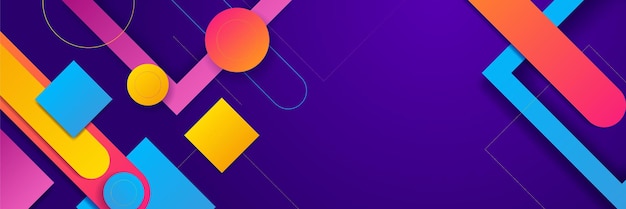 Plantilla de diseño de banner de polígono abstractamente colorido Banner web tecnológico colorido con formas geométricas telón de fondo y colores de gradiente Diseño gráfico vectorial patrón de presentación de banner fondo
