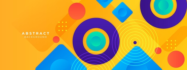 Plantilla de diseño de banner de polígono colorido abstracto Banner web de tecnología colorida con fondo de formas geométricas y colores degradados Fondo de presentación de patrón de banner de diseño gráfico vectorial