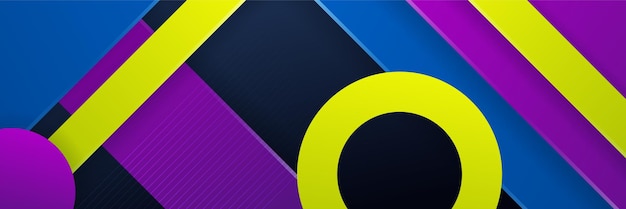 Plantilla de diseño de banner de polígono colorido abstracto Banner web de tecnología colorida con fondo de formas geométricas y colores degradados Fondo de presentación de patrón de banner de diseño gráfico vectorial
