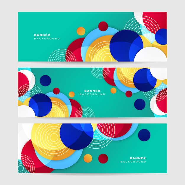 Plantilla de diseño de banner de polígono colorido abstracto Banner web de tecnología colorida con fondo de formas geométricas y colores degradados Fondo de presentación de patrón de banner de diseño gráfico vectorial