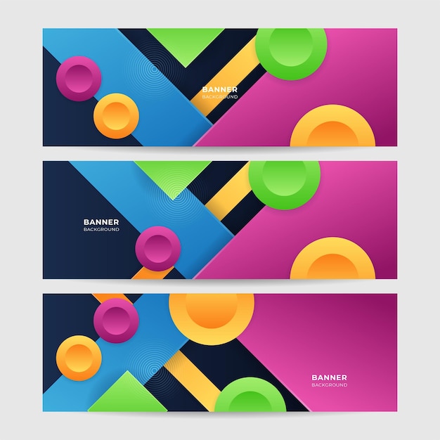 Plantilla de diseño de banner de polígono colorido abstracto
