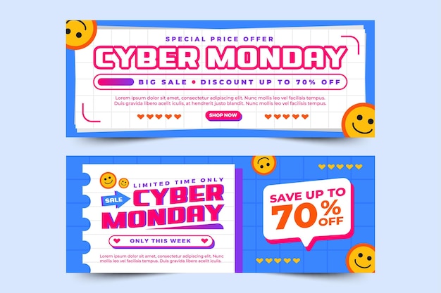 La plantilla de diseño de banner de portada de Cyber Monday es fácil de personalizar