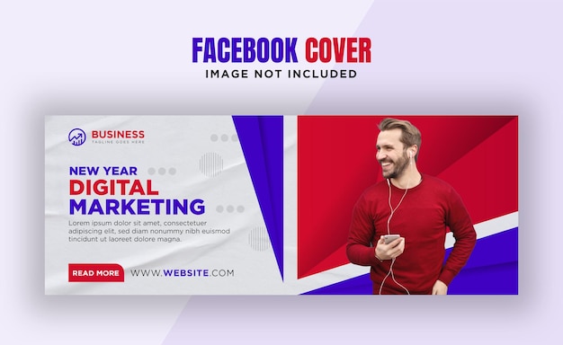 Vector plantilla de diseño de banner de portada de facebook de negocios digitales de año nuevo