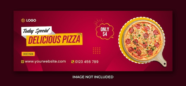 Plantilla de diseño de banner de portada de Facebook de redes sociales de pizza deliciosa