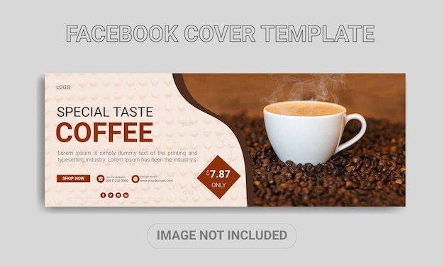 Plantilla de diseño de banner de portada de facebook de redes sociales de venta de café delicioso