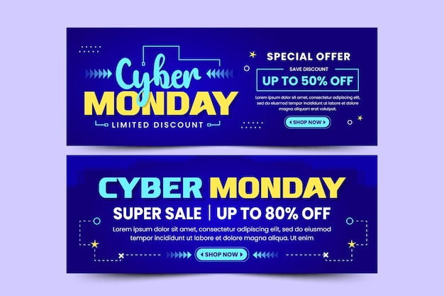 La plantilla de diseño de banner de portada de redes sociales de cyber monday es fácil de personalizar