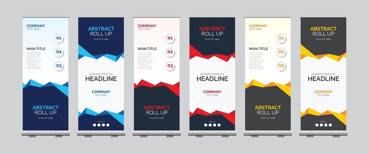 plantilla de diseño de banner profesional enrollable y colorido