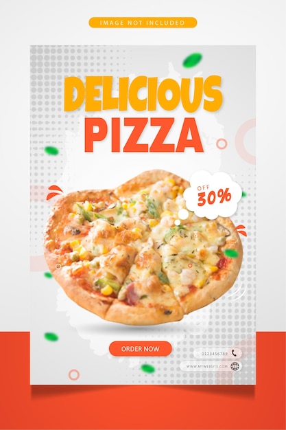 Vector plantilla de diseño de banner de promoción de cartel de pizza deliciosa