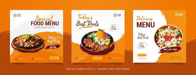 Plantilla de diseño de banner de promoción y publicación de redes sociales de alimentos