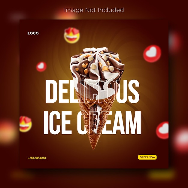 Plantilla de diseño de banner de publicación de Instagram de redes sociales de delicioso helado especial