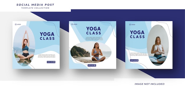 Vector plantilla de diseño de banner de publicación de redes sociales de clase de yoga