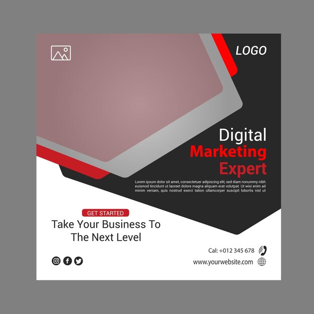 Plantilla de diseño de banner de publicación de redes sociales de marketing digital