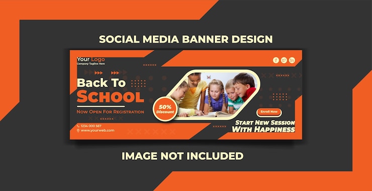 Vector plantilla de diseño de banner de redes sociales de bienvenida de regreso a la escuela