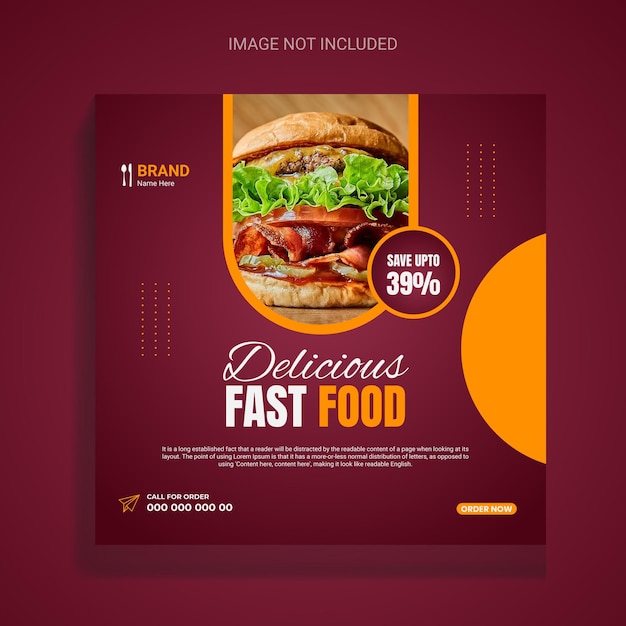 Plantilla de diseño de banner de redes sociales de Creative Restaurant Food Service